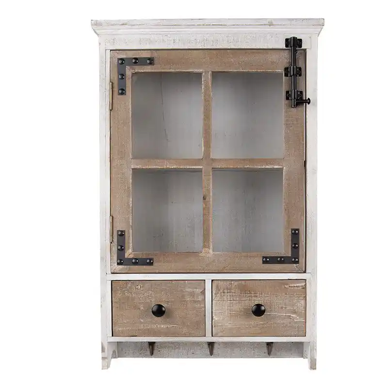 Geld-Terug-Garantie Clayre & Eef Wandrek 38x14x58 cm Wit Bruin Hout