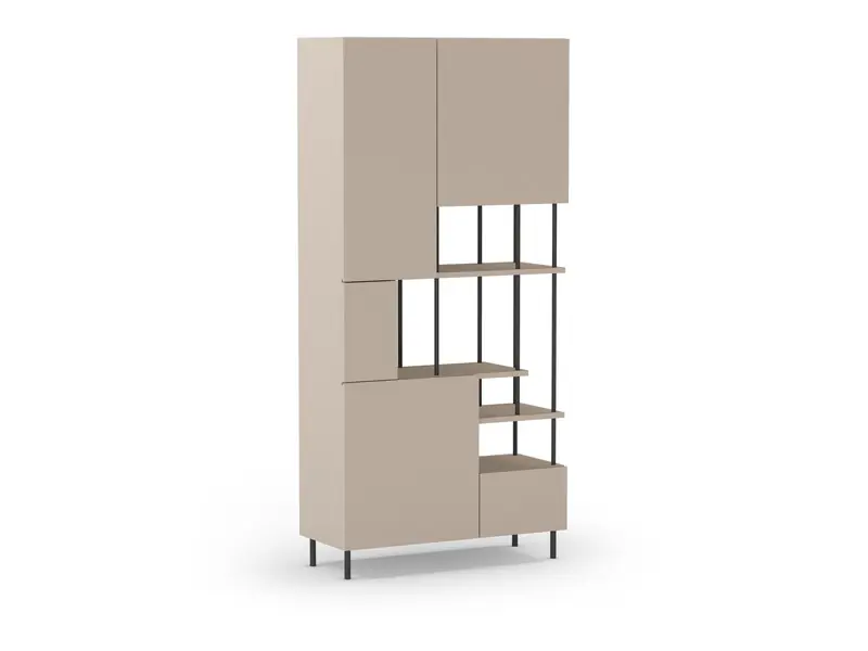 Snelle Levering Marckeric - Boekenkast Perla - Zwart - 84x34x175cm
