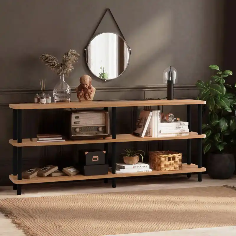Direct Beschikbaar Boekenkast Zen Zwart Atlantisch Dennenhout Melamine 180x74,9x35 cm