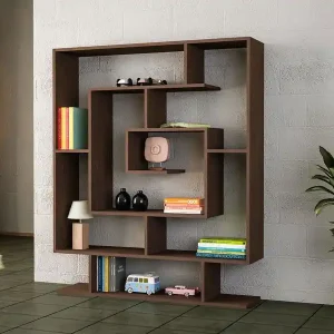 Boekenkast Sarmasik Wengé Bruin Melamine 124,8x149,4x22 cm Must-Have