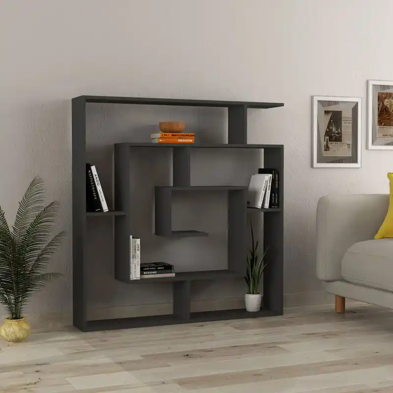 Aanbieding Boekenkast Maze Antraciet Melamine 125x129x22 cm