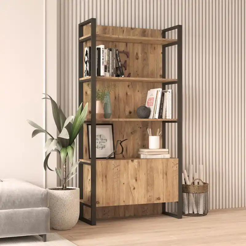 Boekenkast Lyra Atlantisch Dennenhout Melamine 90x180x34 cm Authentiek