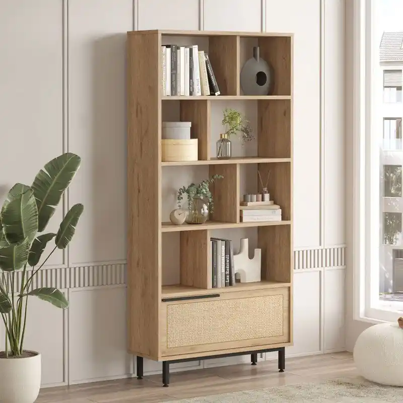 Boekenkast Kosmos Walnoot Eik Melamine 83,9x175,6x29,5 cm Gereduceerde Prijs