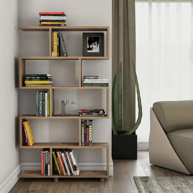 Boekenkast Elif Eik Melamine 90x156x20 cm Ambachtelijk