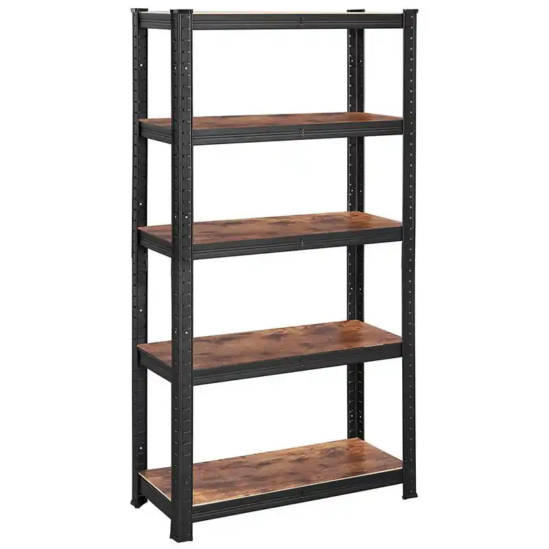 Industriële zwarte metalen opbergrek met verstelbare niveaus - L75 x H150 cm Weekendaanbieding