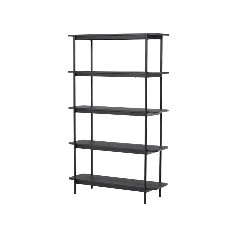 Authentiek Werner houten boekenkast zwart - 120 x 190 cm