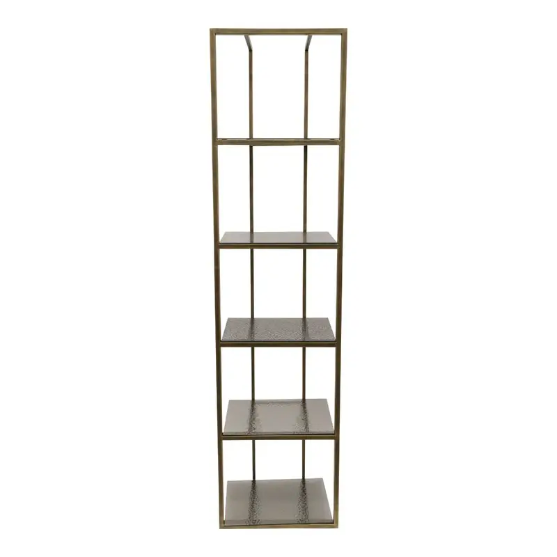 Merkproduct PTMD Ilya Gold Metal Cabinet Smoky Glass Shelves