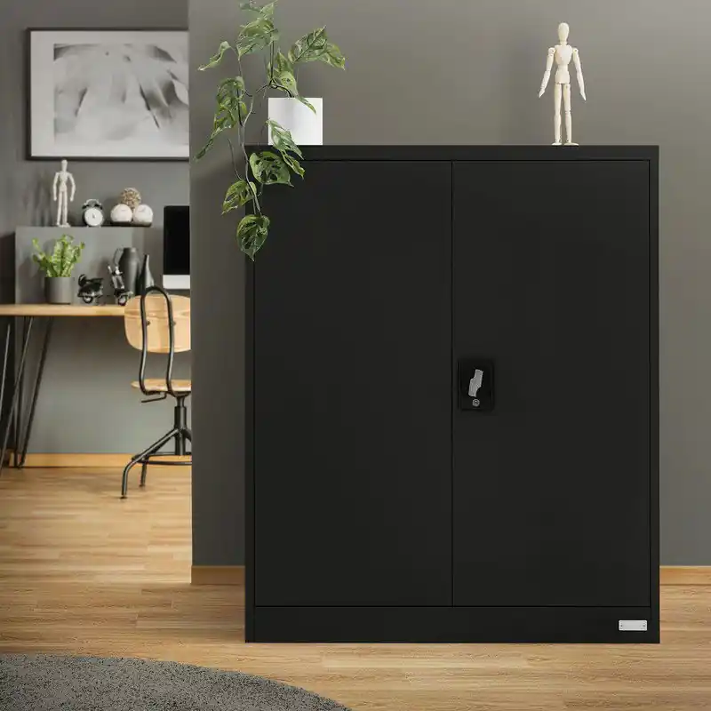 Afsluitbare archiefkast 90x40x109 cm zwart staal ML design Wereldwijde Verzending