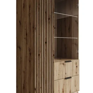 Meubella - Vitrinekast Evy - Eiken - 100 cm Nieuwe Collectie