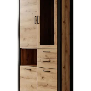 Flitsaanbieding Meubella - Vitrinekast Acapulco - Eiken - Zwart - 100 cm