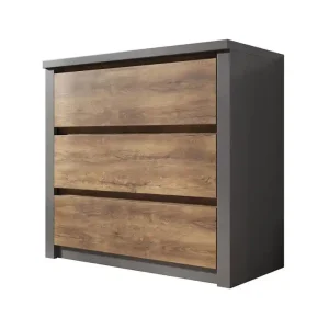Goedkoop Meubella - Ladekast Monaco - Eiken - Grijs - 90 cm