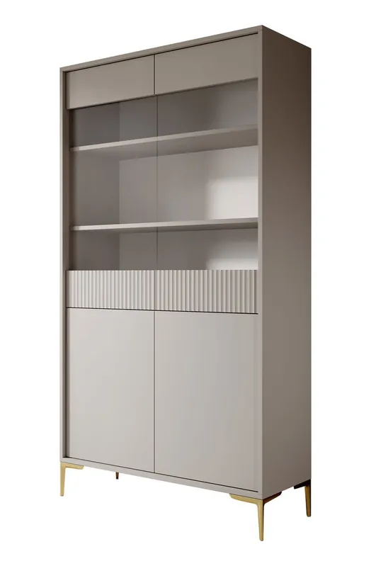 Meubella - Vitrinekast Five - Beige - 103 cm Laatste Kans