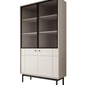 Meubella - Vitrinekast Jules 1 - Beige - 104 cm Seizoensaanbieding