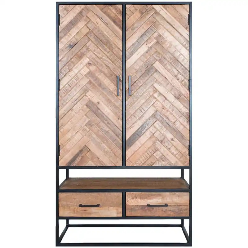 Gratis Retour Kast Radu Visgraat - Bruin Mangohout - 180 x 100 cm