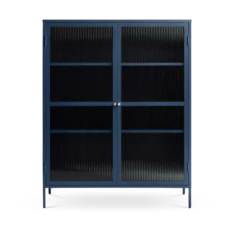 Finale Uitverkoop Katja metalen vitrinekast blauw - 111 x 140 cm