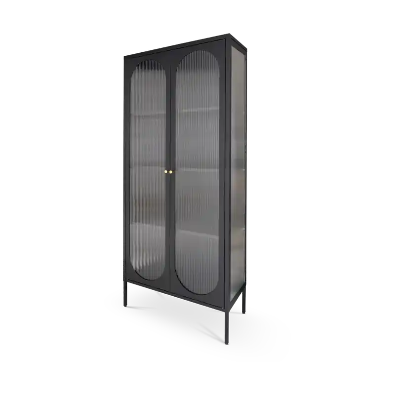 Abbey metalen vitrinekast zwart - 80 x 180 cm Nu Kopen