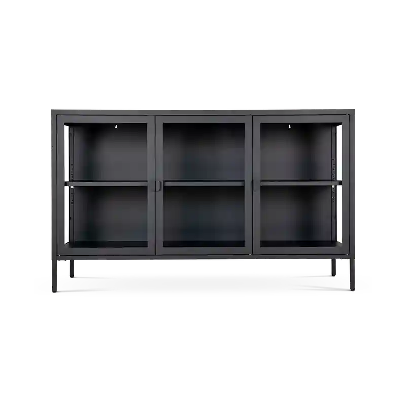 Direct Verzonden Dagmar metalen vitrinekast zwart - 40 x 140 cm