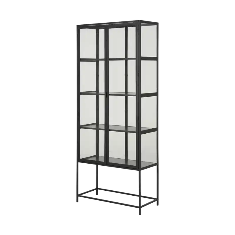 Exclusieve Aanbieding Vic vitrinekast zwart - 77 x 186 cm