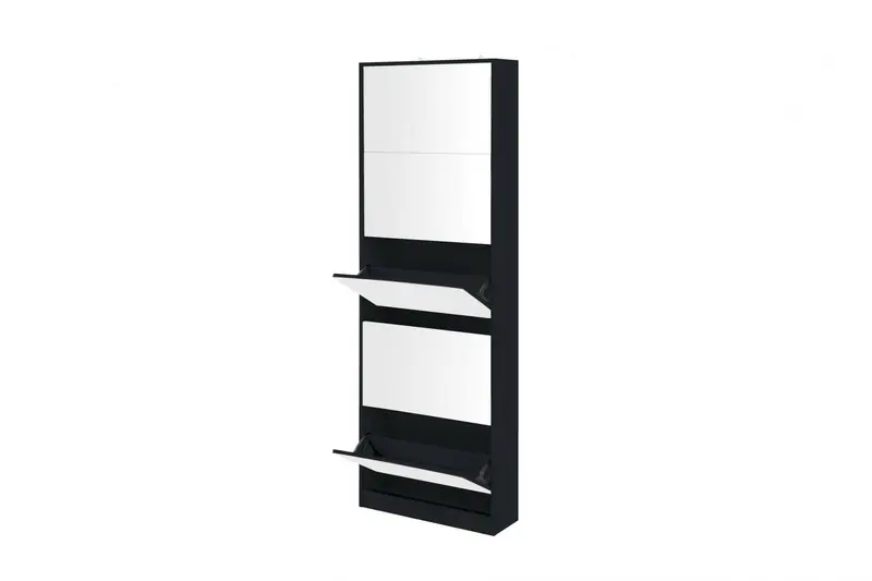 Uitverkoop Feel Furniture - Schoenenkast met spiegel - 5 Laden - Zwart
