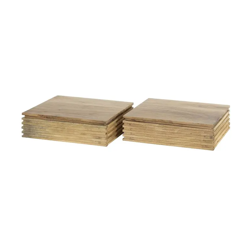 Exclusieve Aanbieding Nachtkastje Naturel Acaciahout - Set van 2 - 30x25x8cm