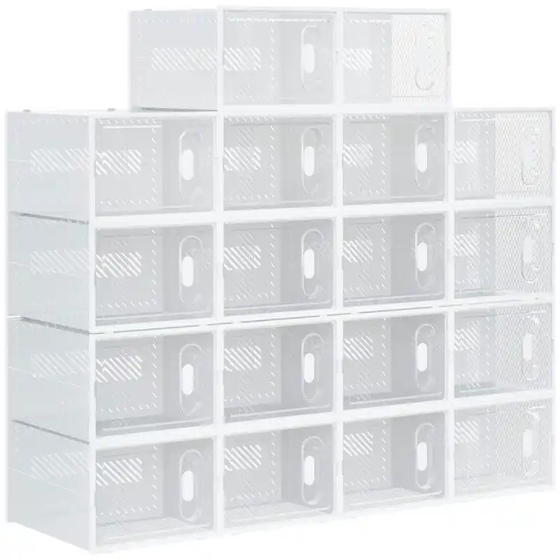 Budget 4goodz 18-delige Schoenenrek Stapelbare Schoenendozen tot Maat 45 - Magnetische Deuren