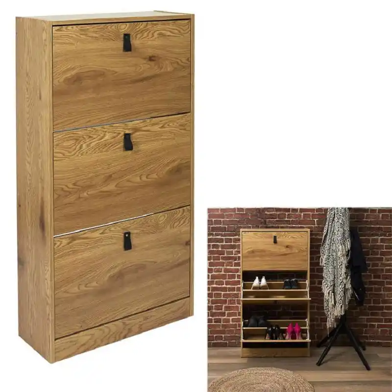 Schoenenkast 3 Kleplades 63x24x117 cm - voor 18 paar - Bruin Professioneel