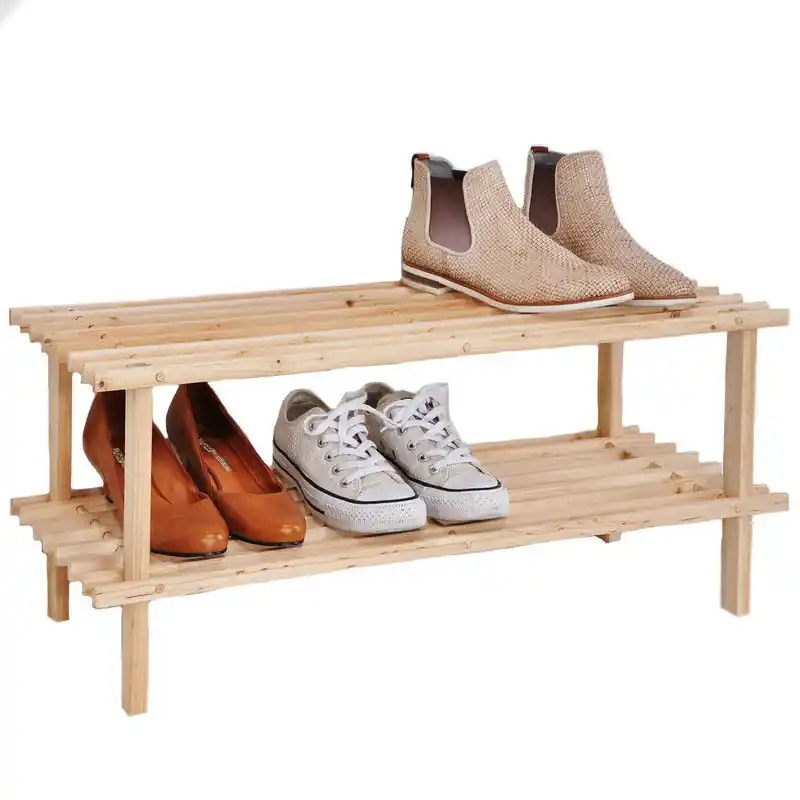 Hoge Kwaliteit HI Schoenenrek - 2-laags - hout - 74 x 26 x 29 cm - Schoenenrekken