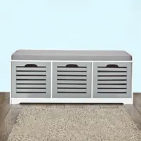 Modern Schoenenbank met zitkussen | Schoenkist | Grijs