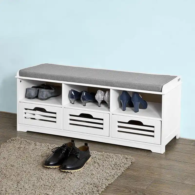 Exclusieve Aanbieding Schoenenkast - 3 legplanken - Zitkussen - Wit