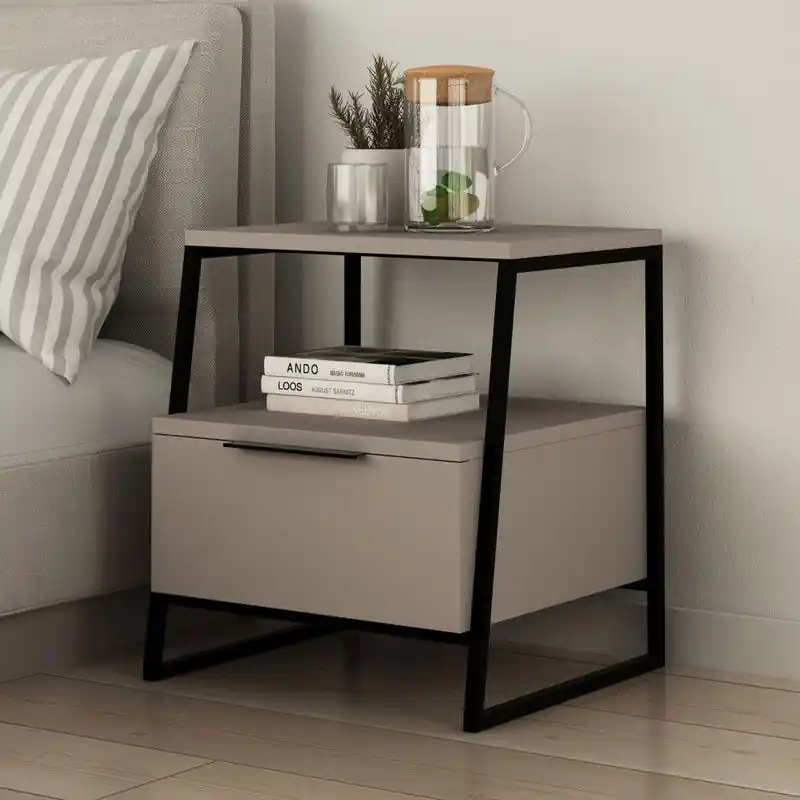Ambachtelijk Nachtkastje Pal Mokka Melamine 45x50x40 cm