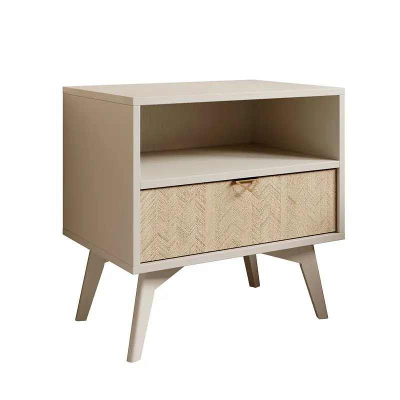 Seizoensaanbieding Meubella - Nachtkastje Essence - Beige - Licht eiken
