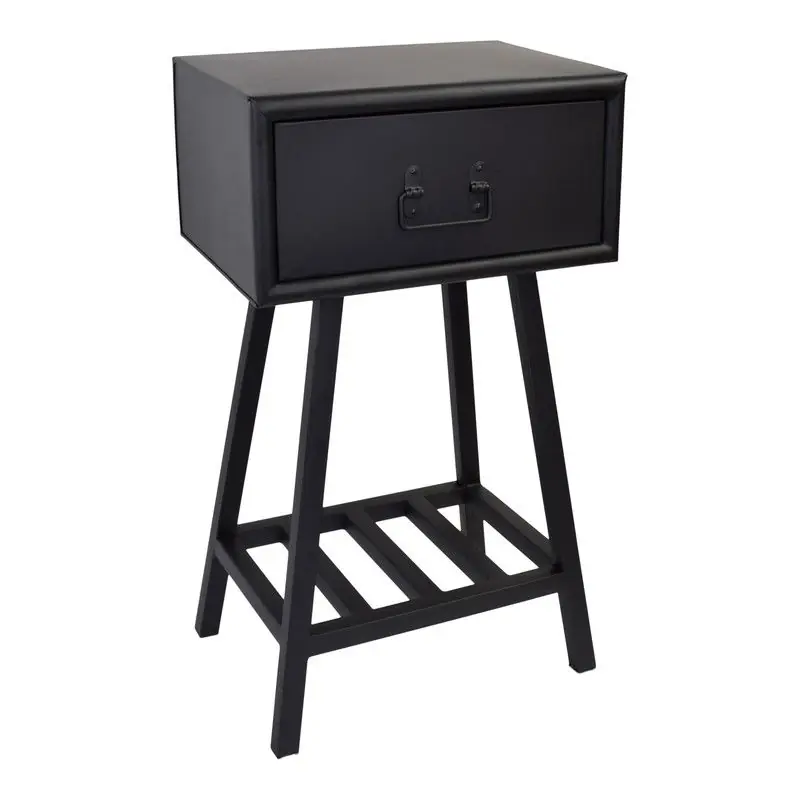 Dagaanbieding LOFT42 Denver Nachtkastje - Zwart metaal - 1 lade - 30x40x71