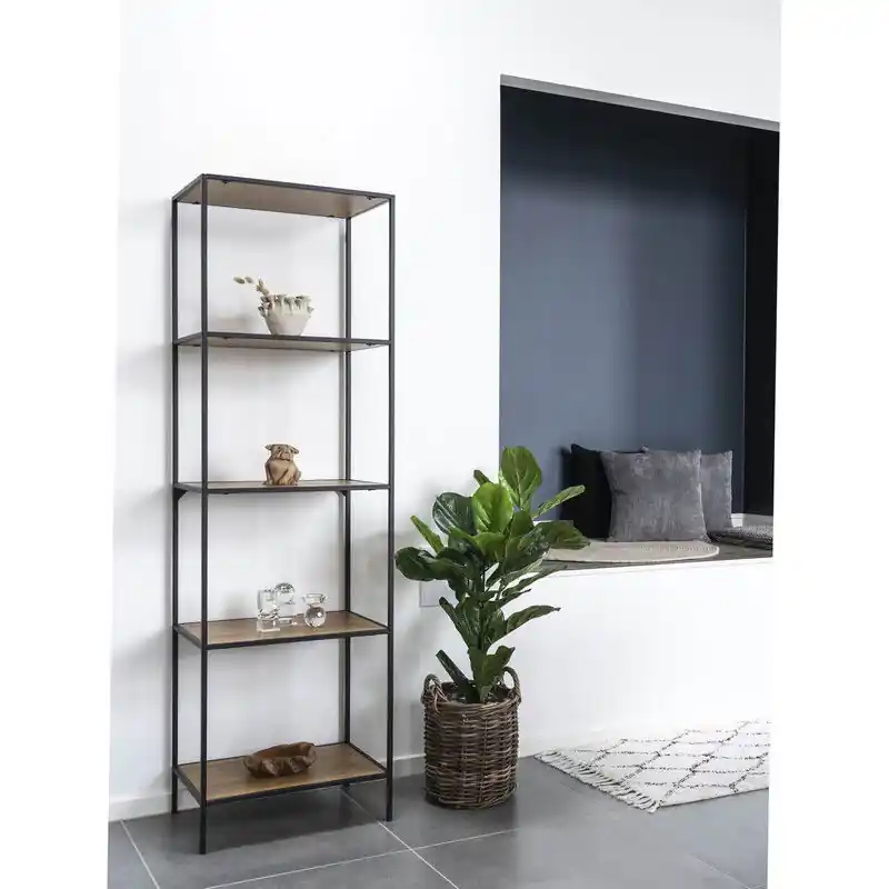 Wandkast Metaal Naturel - Melamine - 36x51x170cm - Kast Vita Authentiek