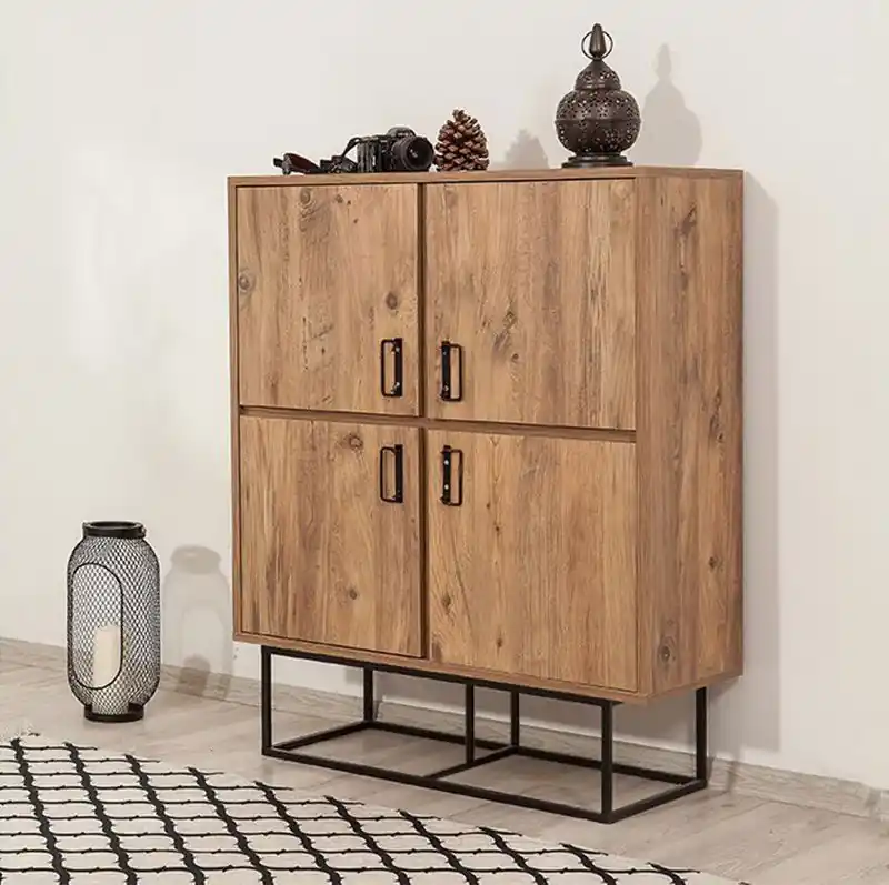 Nieuwe Collectie Wandkast Quantum Solo Atlantisch Dennenhout Zwart Melamine 93x115x36 cm