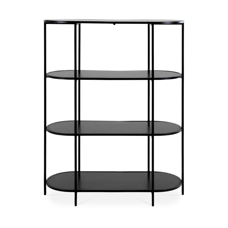 Premium Karen houten ovale open kast zwart - 85 x 111 cm