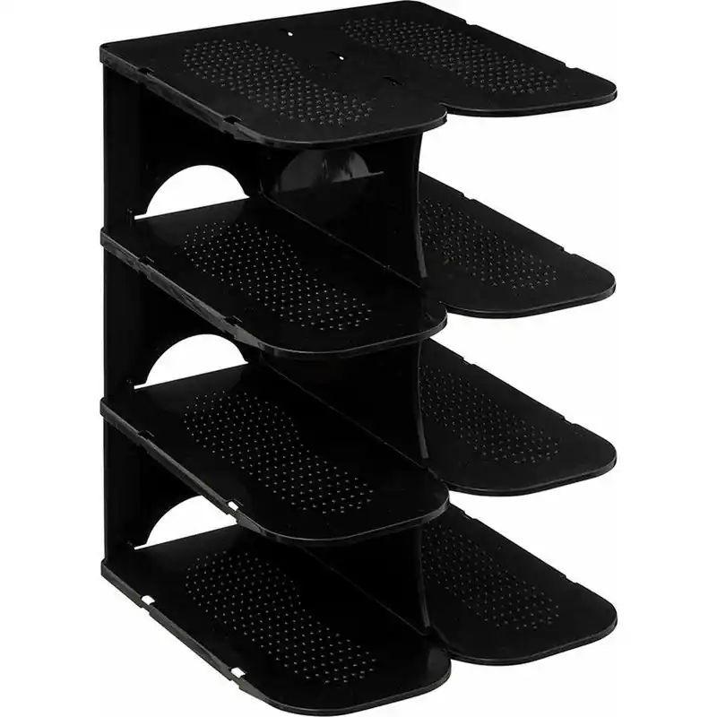 Flitsaanbieding 5Five Schoenenrek verticaal stapelbaar - zwart - 27 x 25 x 38 cm - Schoenenrekken