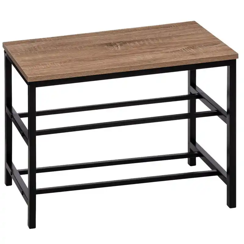 Merkproduct 5Five Schoenenrek/schoenenkast - zwart/bruin - 6 paar schoenen - metaal/hout - 63x30x45cm - Schoenenrekken