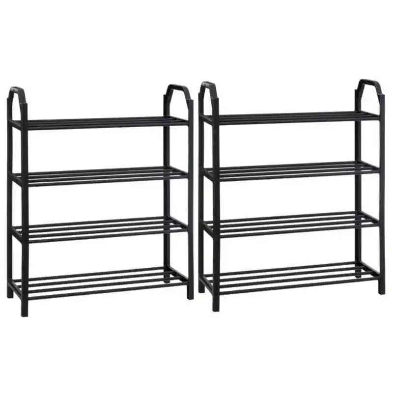 Tijdelijk Beschikbaar 5Five Schoenenrek - 2x - zwart - 8 paar schoenen - 50 x 65 cm - Schoenenrekken