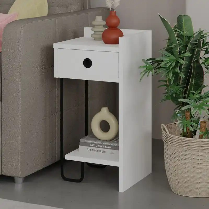 Nachtkastje Sirius Rechts Wit Melamine 32x61x30 cm Beperkte Voorraad