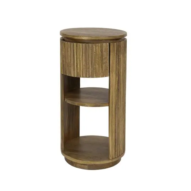 Nachtkastje Naturel Mangohout - 30x30x60cm - Wave XS Plaats Bestelling