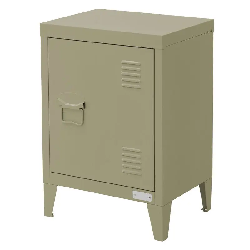 Voordeelprijs Nachtkastje 40x30x58 cm Olijf van staal met verstelbare plank ML Design