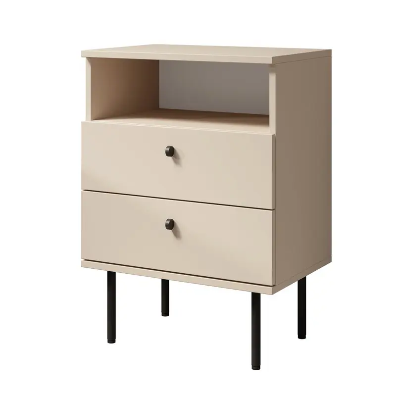 Meubella - Nachtkastje Hidde 2 - Beige - 50 cm Uitverkoop