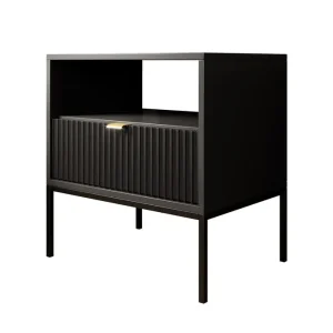 Authentiek Meubella - Nachtkastje Navil - Zwart - 54 cm