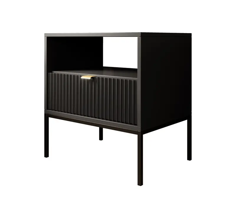 Authentiek Meubella - Nachtkastje Navil - Zwart - 54 cm