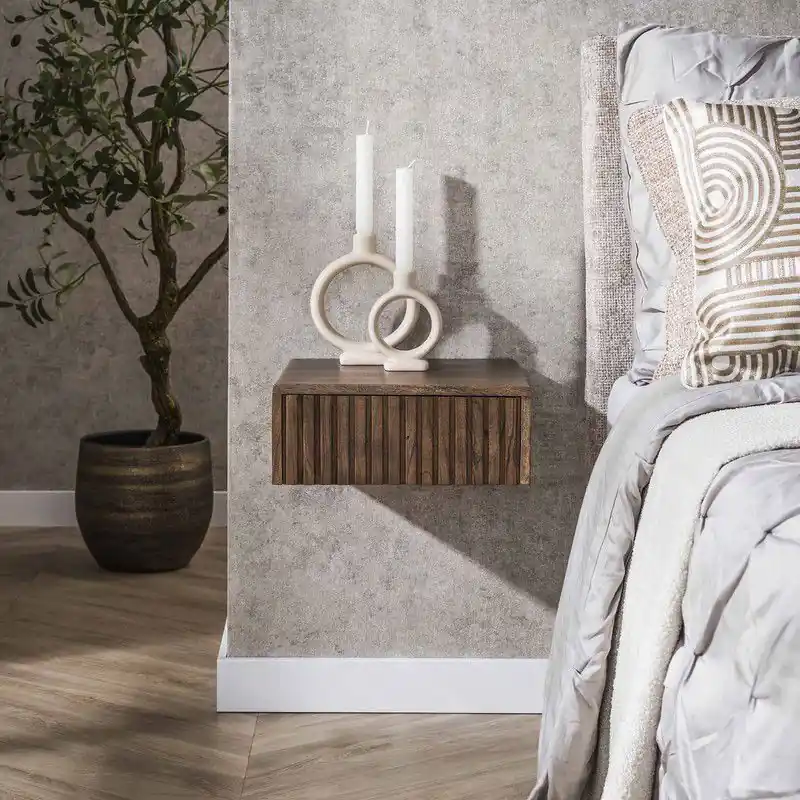 Betrouwbaar Zwevend Nachtkastje Dex Acaciahout Drift brown 1 lade