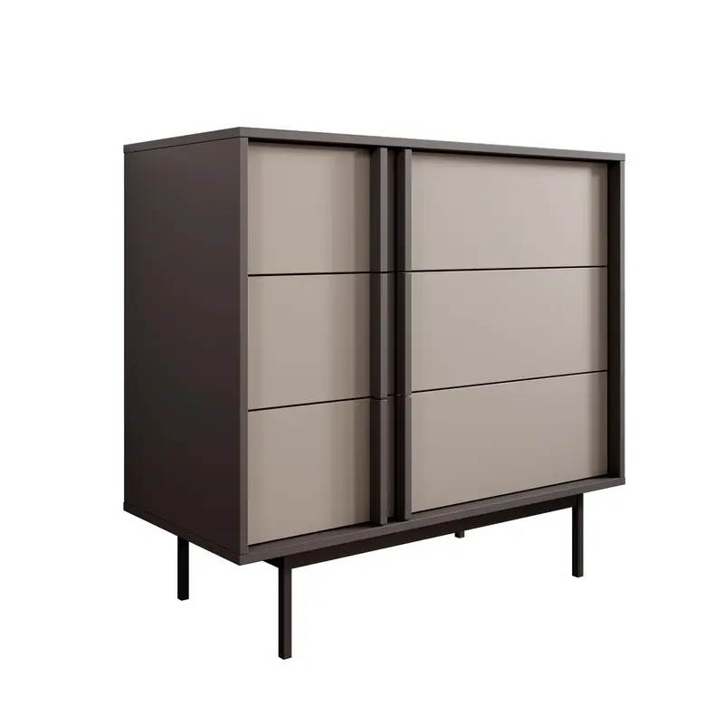 Meubella - Antigo - Ladekast met 3 lades - Beige/Antraciet - 93x43x87 cm Exclusief