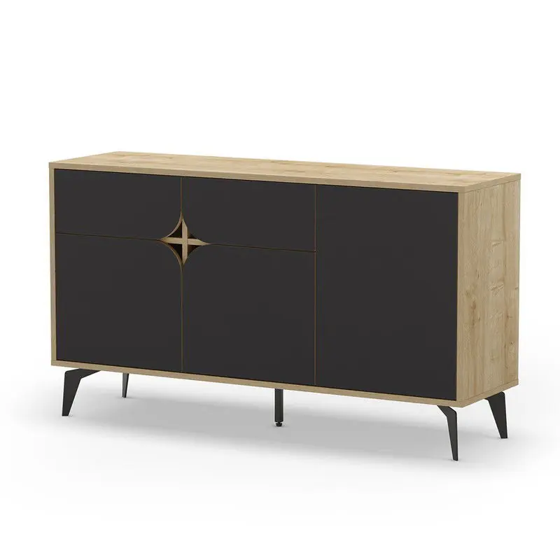 Dressoir 3 deuren met metalen poten L140 cm - FLORA Groothandel