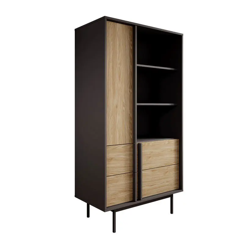 Meubella - Antigo - Boekenkast - Eiken/Antraciet - 83x43x155 cm Groothandel