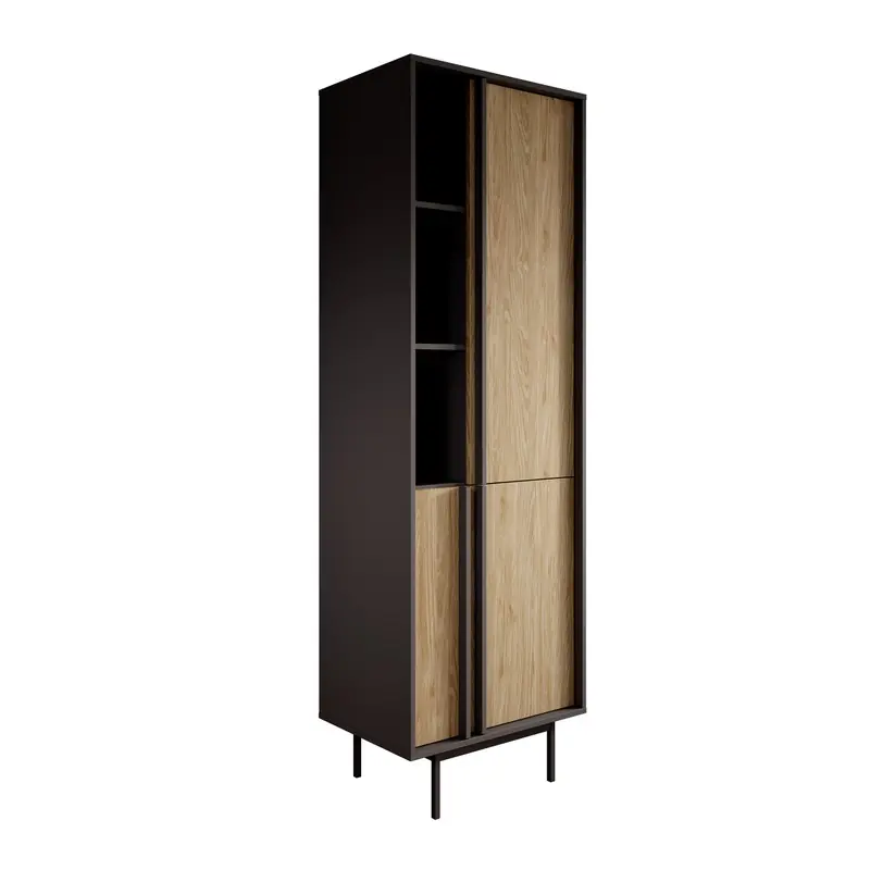 Meubella - Antigo - Boekenkast - Eiken/Antraciet - 63x43x195 cm Gereduceerde Prijs