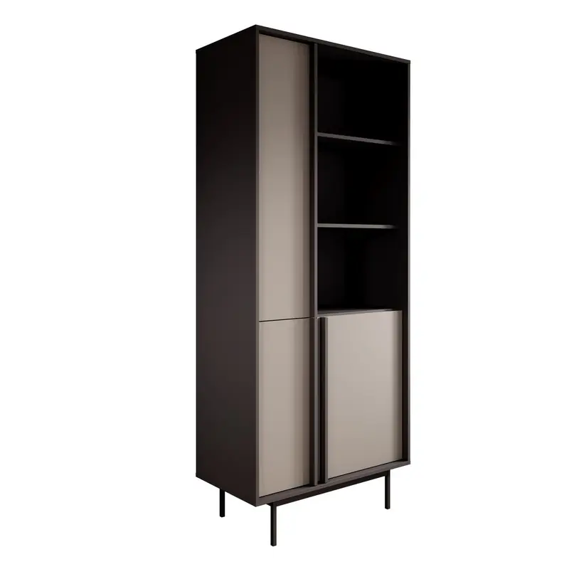 Origineel Meubella - Antigo - Boekenkast - Beige/Antraciet - 83x43x195 cm